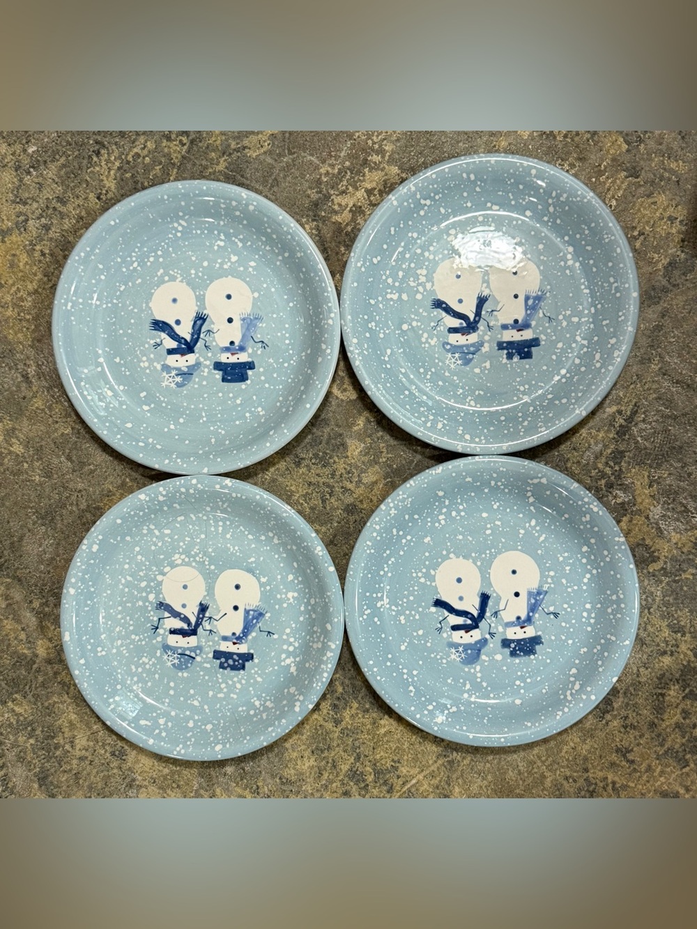 Target HOME Winter Frost Snowman Couple Salad Plates 8" Set Of 4 - EUC